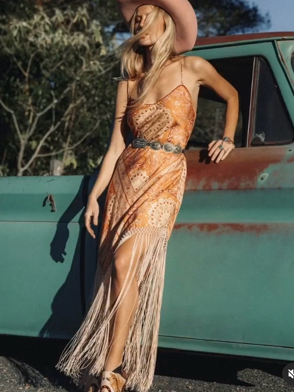 🌼NWT Chasing Unicorns Wonderful Tonight Silk and Fringe Slip Dress